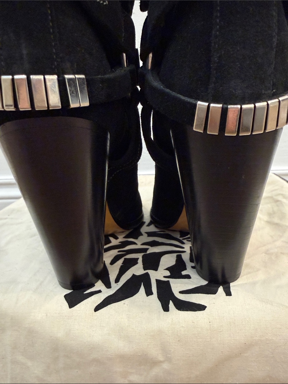 Isabel Marant Black Suede Western Ankle Boots EU 37 Designer Cowboy Booties - Picture 7 of 12